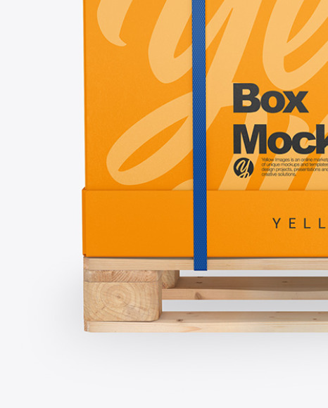 Wooden Pallet With Carton Box Mockup PSD #2