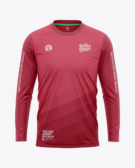 Men S Crew Neck Long Sleeve Soccer Jersey Mockup Front View In Apparel Mockups On Yellow Images Object Mockups