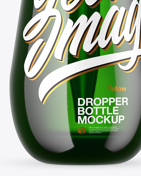 Green Glass Dropper Bottle Mockup PSD #1