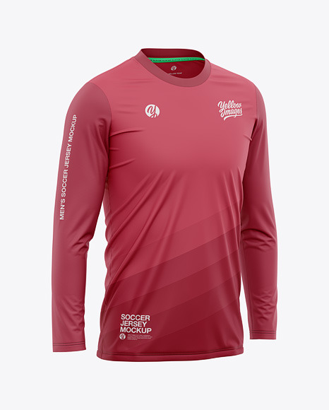 Download Men's Crew Neck Long Sleeve Soccer Jersey Mockup - Half ...