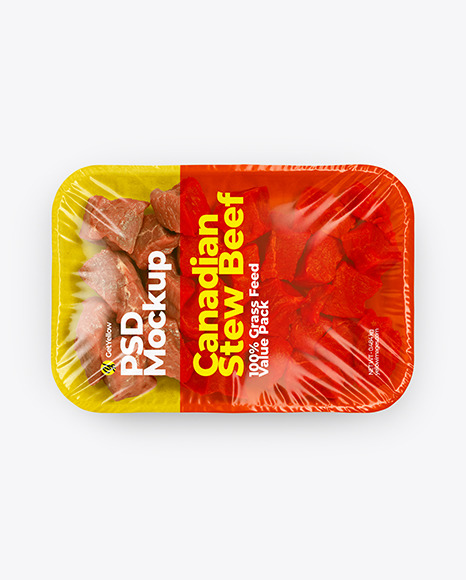 Download Tray With Lean Diced Beef Mockup In Tray Platter Mockups On Yellow Images Object Mockups