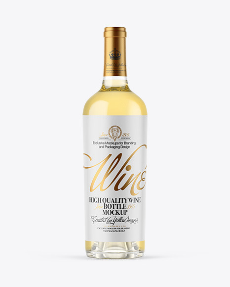 Clear Glass White Wine Bottle Mockup