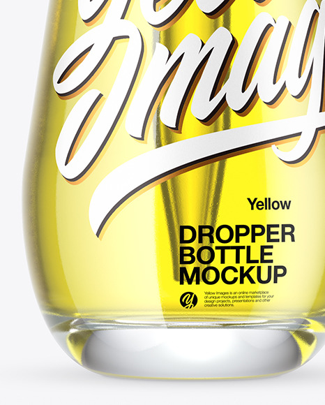 Clear Glass Dropper Bottle with Oil Mockup PSD #1