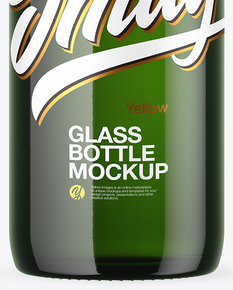 Green Glass Bottle Mockup PSD #1