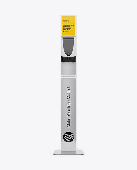 Stainless Steel Disinfection Station on Stand Mockup - Front View