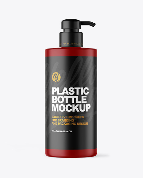Matte Plastic Bottle with Pump Mockup