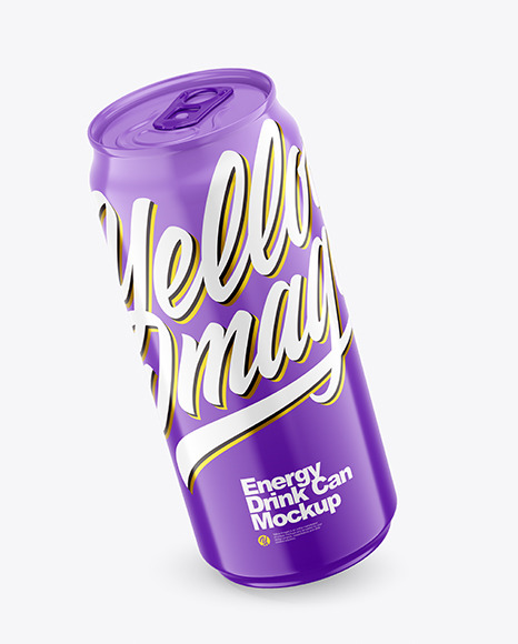 440ml Glossy Drink Can Mockup In Can Mockups On Yellow Images Object Mockups