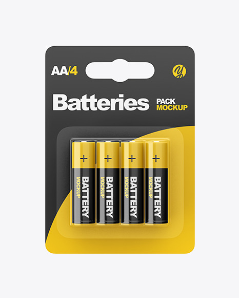 Download 4 Pack Battery AA Mockup - Front View in Packaging Mockups ...