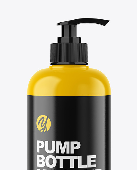 Glossy Plastic Bottle with Pump Mockup PSD #2