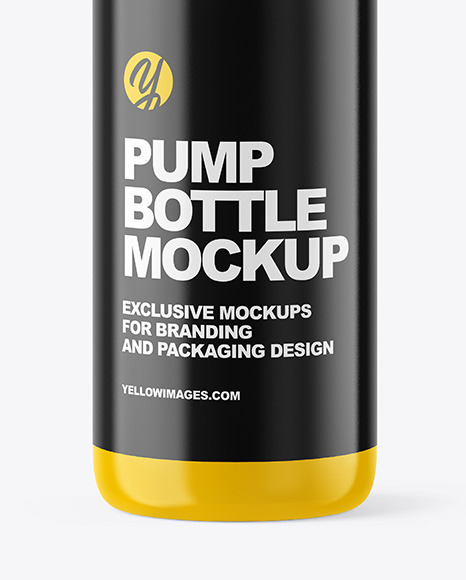 Glossy Plastic Bottle with Pump Mockup PSD #1