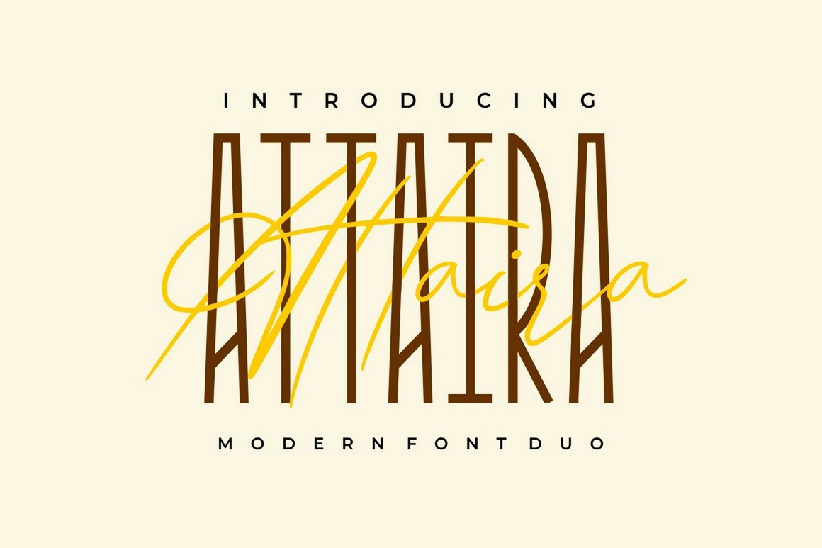 Attaira Modern Font Duo In Fonts On Yellow Images Creative Store