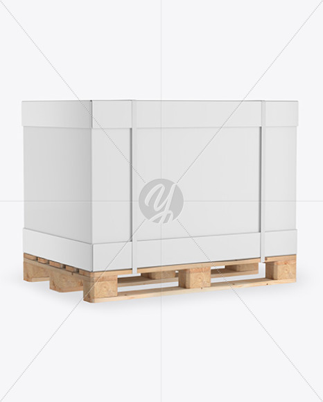 Download Wooden Pallet With Kraft Carton Box Mockup In Box Mockups On Yellow Images Object Mockups