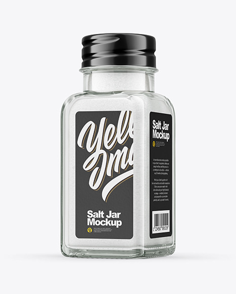 Download Clear Glass Jar With Salt Mockup In Jar Mockups On Yellow Images Object Mockups