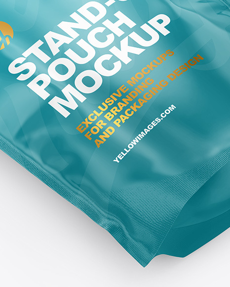 Download Glossy Stand Up Pouch Mockup In Pouch Mockups On Yellow Images Object Mockups