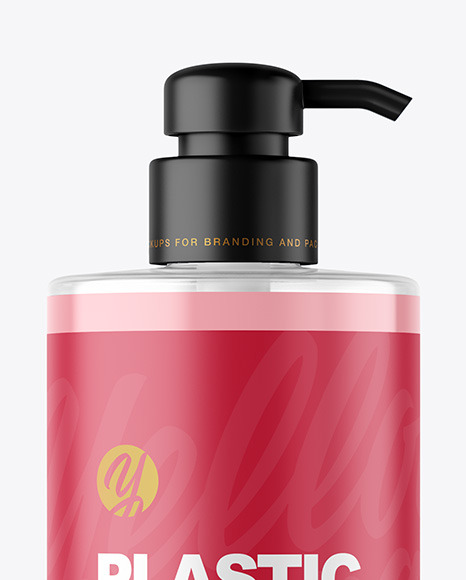 Clear Liquid Soap Bottle with Pump Mockup PSD #2