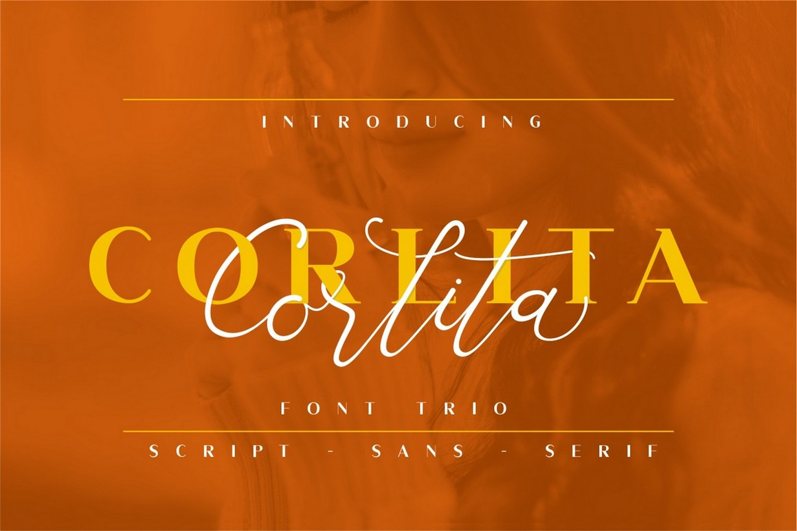 Corlita Beautiful Modern Font Trio In Fonts On Yellow Images Creative Store