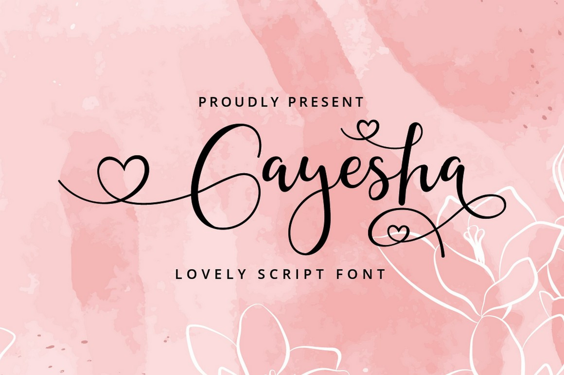 Gayesha Lovely Script Font In Fonts On Yellow Images Creative Store