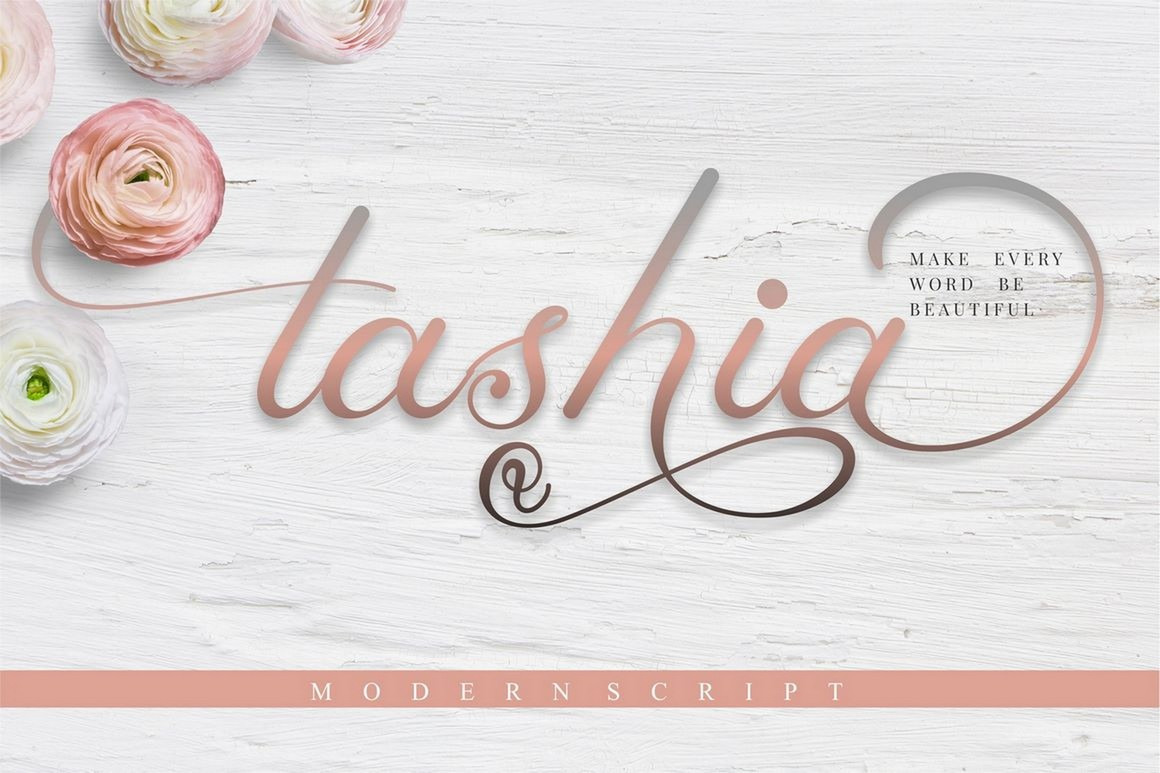 Tashia Modern Calligraphy Script Font In Fonts On Yellow Images Creative Store