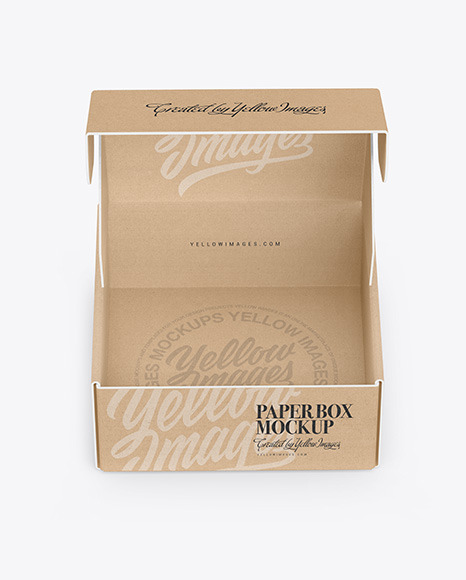 Opened Kraft Box Mockup In Box Mockups On Yellow Images Object Mockups