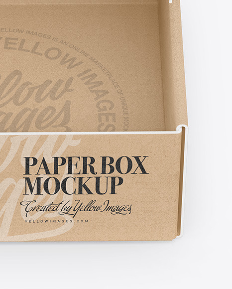 Opened Kraft Box Mockup In Box Mockups On Yellow Images Object Mockups