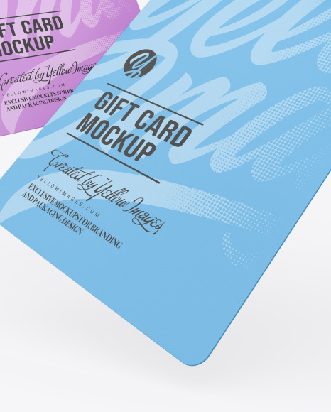 2 Gift Cards Mockup on Yellow Images Object Mockups