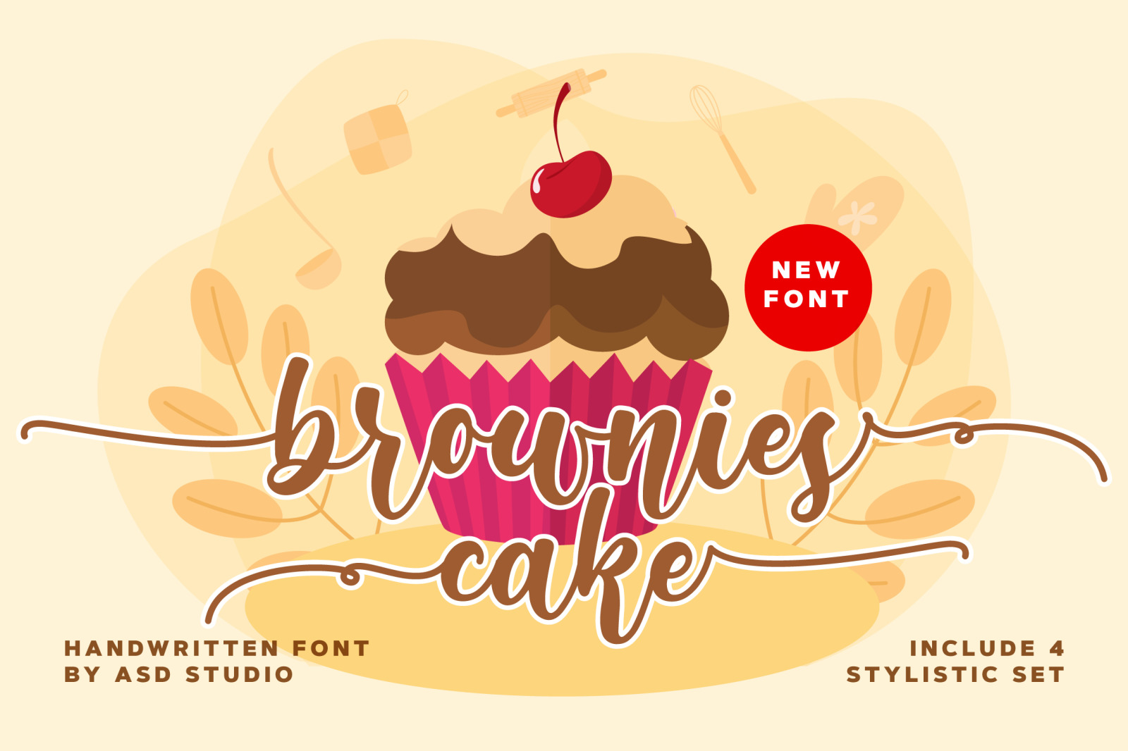 Brownies Cake In Fonts On Yellow Images Creative Store