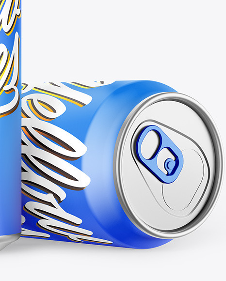 Download Two Metallic Drink Cans W Matte Finish Mockup In Can Mockups On Yellow Images Object Mockups