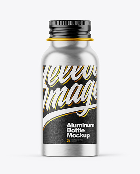 Brushed Metallic 50ml Aluminum Bottle w  Screw Cap Mockup PSD #2