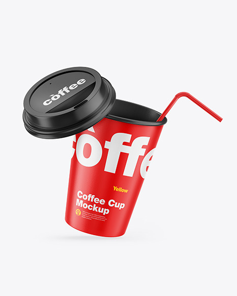 Glossy Coffee Cup w  Straw Mockup PSD #2
