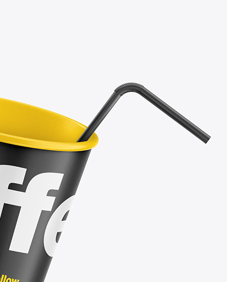 Glossy Coffee Cup w  Straw Mockup PSD #7