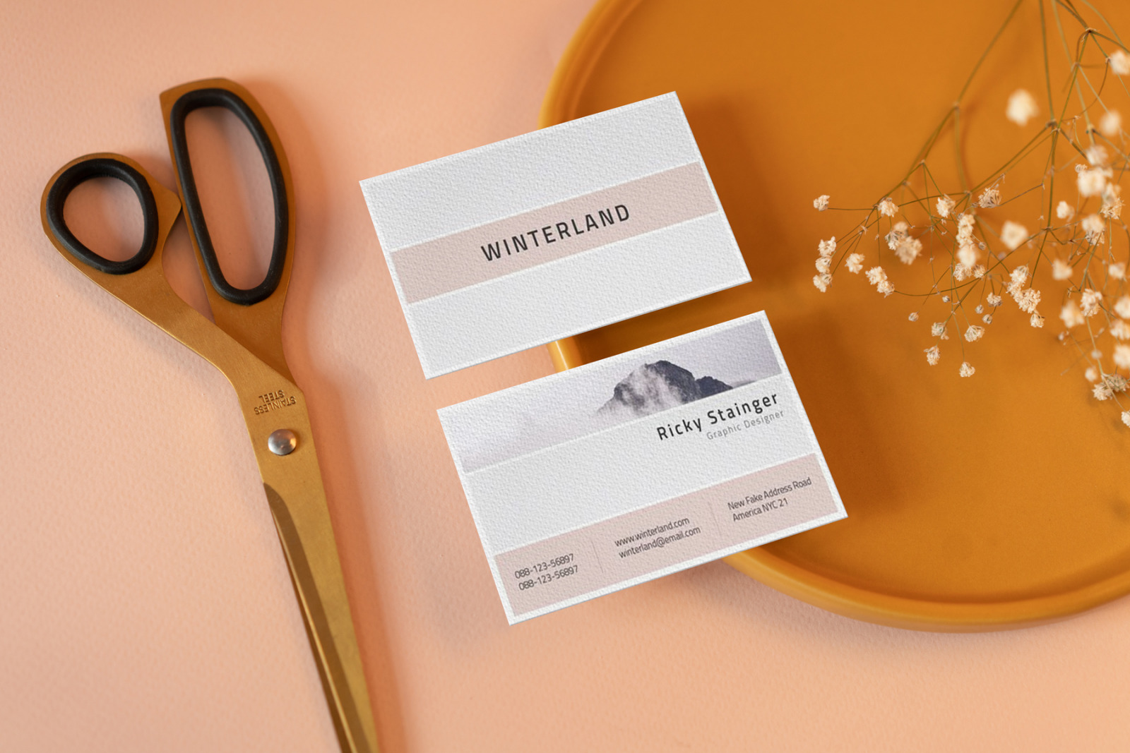 Download Business Card Mock Up In Stationery Mockups On Yellow Images Creative Store