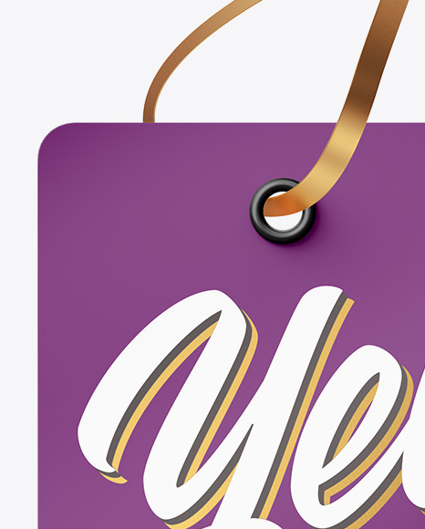Glossy Label With Ribbon Mockup button 25781
