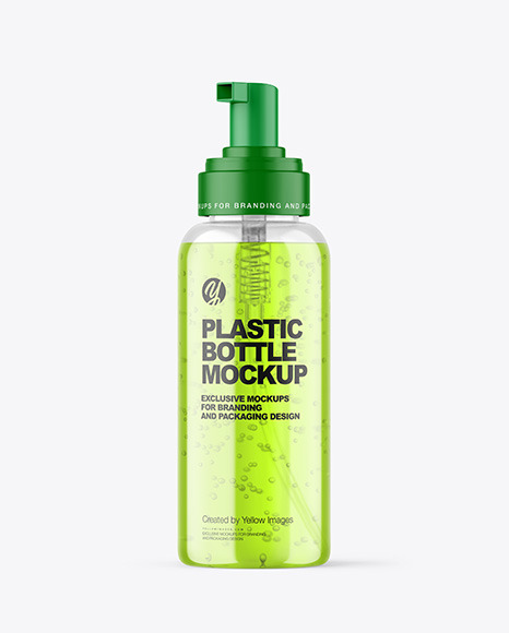 Clear Cosmetic Bottle with Pump Mockup PSD #3