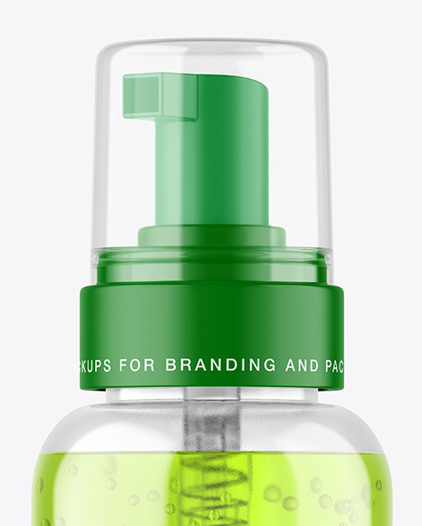 Clear Cosmetic Bottle with Pump Mockup PSD #4