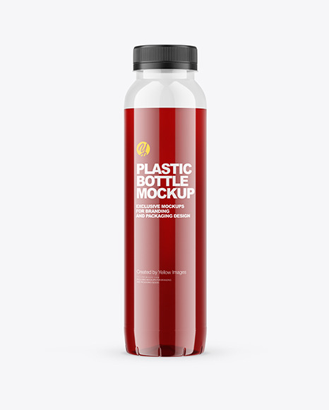 Plastic Bottle with Cherry Juice Mockup