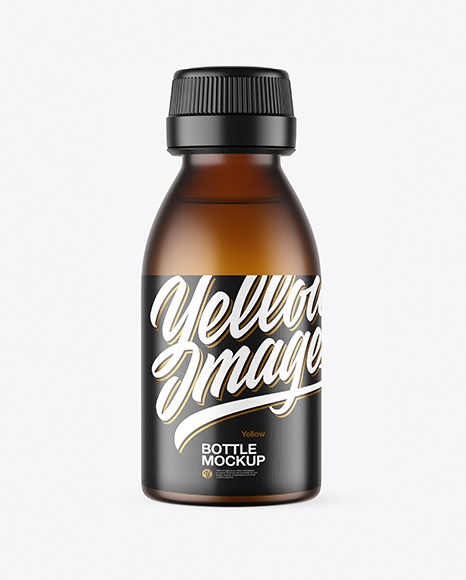 Frosted Amber Glass Bottle Mockup