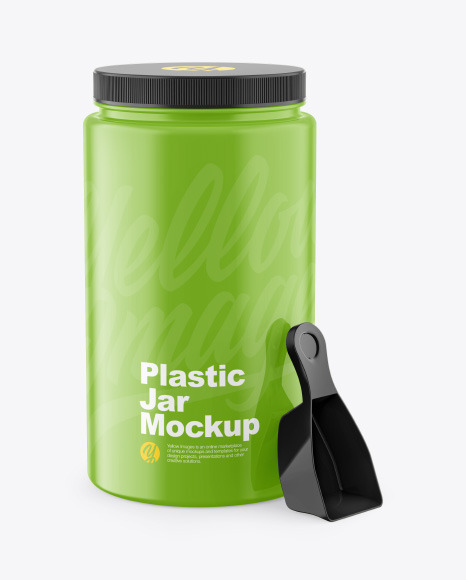 Glossy Plastic Jar w  Spoon Mockup PSD #2