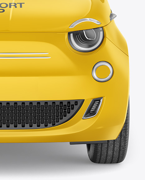 EV Compact Car Mockup - Front View in Vehicle Mockups on Yellow Images