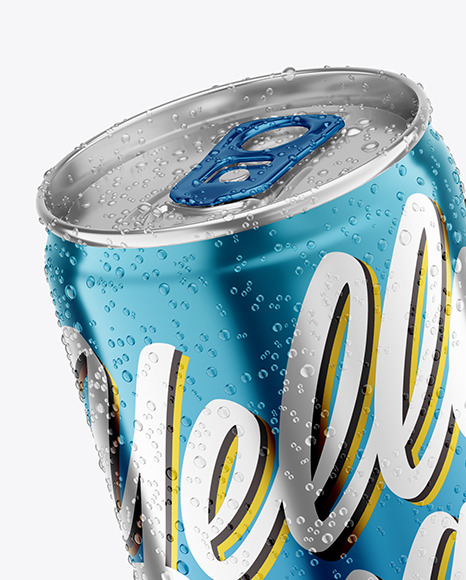 330ml Metallic Drink Can With Condensation Mockup PSD #2