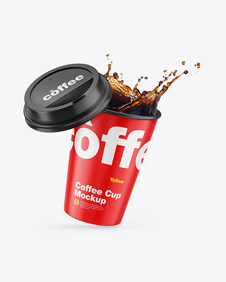 Glossy Coffee Cup w/ Splash Mockup