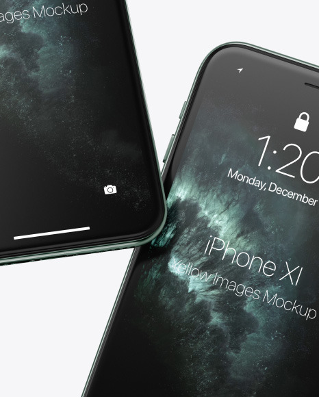 Two Apple iPhones 11 Pro Mockup PSD #5