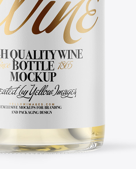 Clear Glass White Wine Bottle Mockup PSD #5