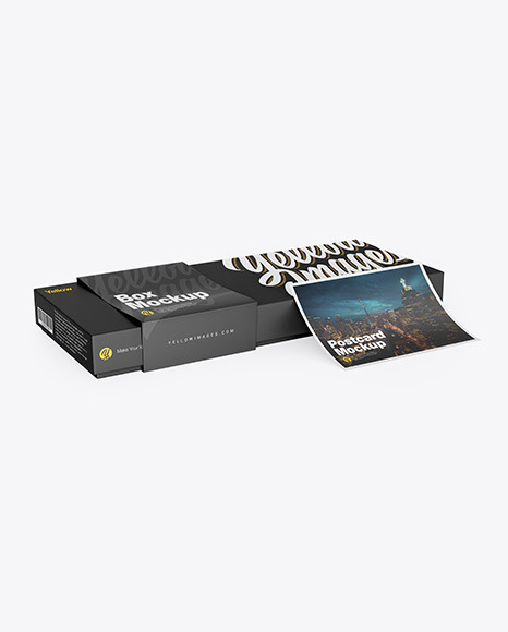 Download Box W Postcard Mockup In Free Mockups On Yellow Images Object Mockups