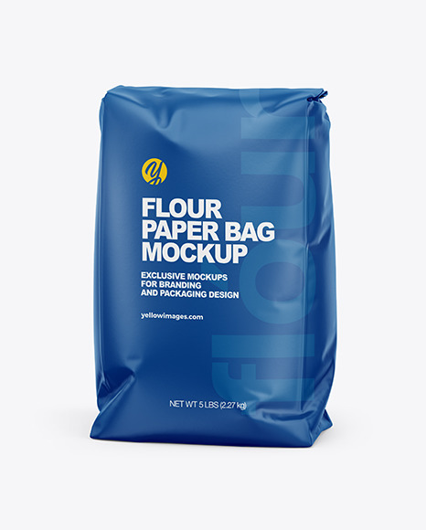 Download Matte Paper Flour Bag Mockup In Bag Sack Mockups On Yellow Images Object Mockups