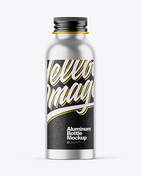 Brushed Metallic 100ml Aluminum Bottle w/ Screw Cap Mockup in Bottle Mockups on Yellow Images ...