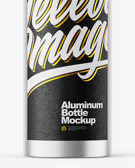Brushed Metallic 100ml Aluminum Bottle w  Screw Cap Mockup PSD #1