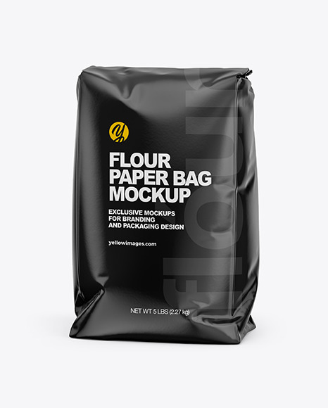 Glossy Paper Flour Bag Mockup In Bag Sack Mockups On Yellow Images Object Mockups