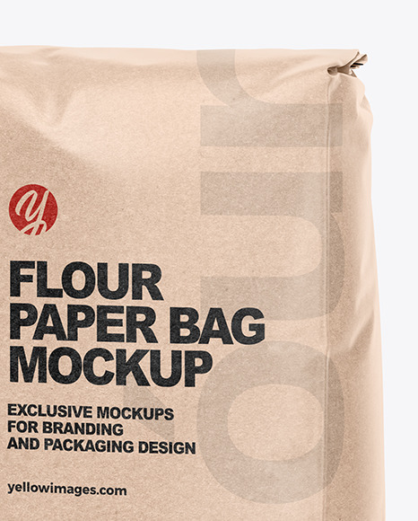 Download Kraft Paper Flour Bag Mockup In Bag Sack Mockups On Yellow Images Object Mockups