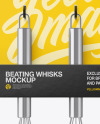 Kitchen Beating Stainless Steel Whisks Mockup - Front View