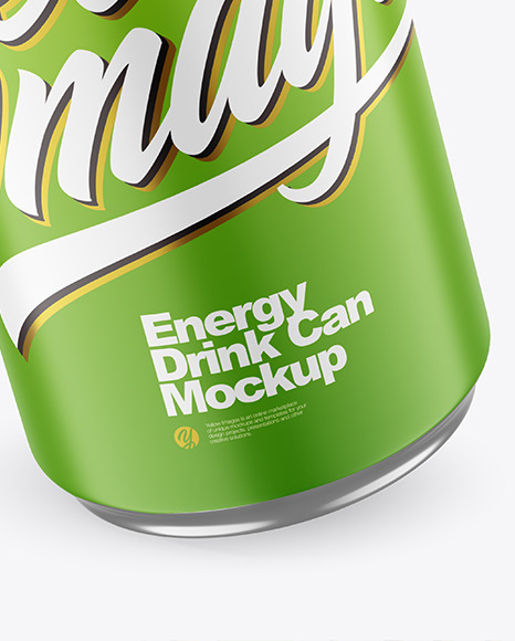 330ml Metallic Drink Can With Matte Finish Mockup PSD #1